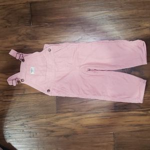 Girls Oshkosh Pink Lined Corduroy Overalls size 3T